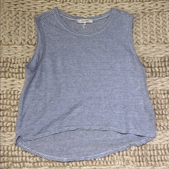 FRAME Organic Linen Striped Muscle Tank | S/P - Picture 4 of 4